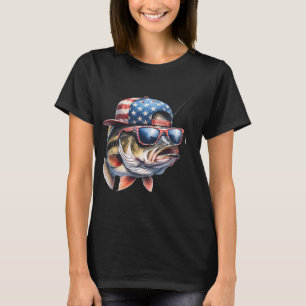 Camiseta Bandeira Americana Pesca & Pescador Divertido