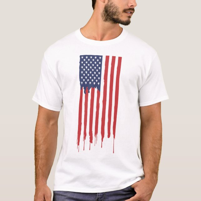 Camiseta Bandeira Americana Pingando (Frente)