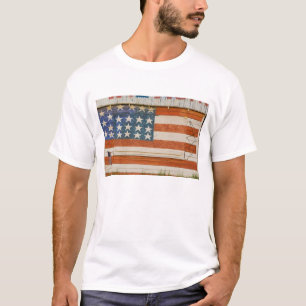 Camiseta bandeira americana pintada em um estande de fogos 