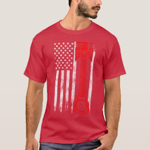 Camiseta Bandeira Americana Pistão Muscle Car Mecânico Carg