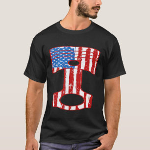 Camiseta Bandeira Americana Pistão Para Carro de Mecânicos 