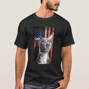 Camiseta Bandeira Americana Pitbull Bandeira EUA Cão Patrió