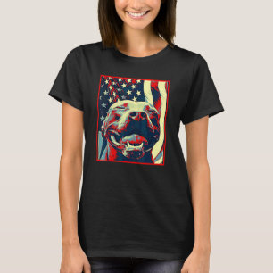 Camiseta Bandeira Americana Pitbull Terrier Sorridente Pop