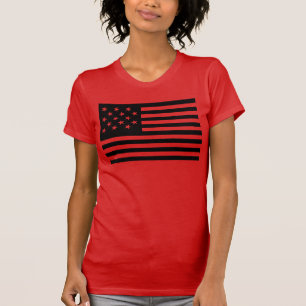 Camiseta Bandeira Americana Preta com Estrelas e Faixas