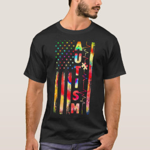Camiseta Bandeira Americana Puzzle Coração Autismo Conscien