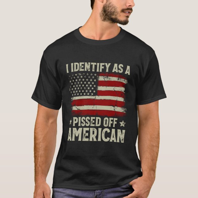 Camiseta Bandeira Americana Que Eu Identifico Como Um Ameri (Frente)