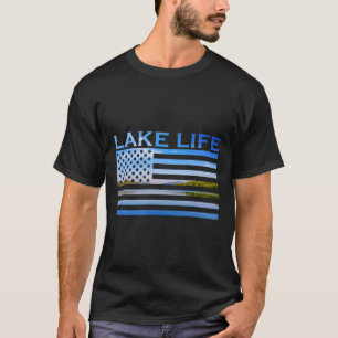 Camiseta Bandeira Americana Que Pescaria No Lago Isto É