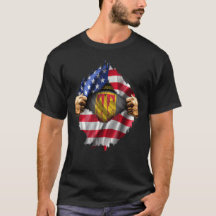 Camiseta Bandeira Americana Rasgada Oculta 18ª Artilharia d