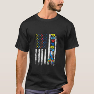 Camiseta Bandeira Americana Retro Autismo Pop Conscientizaç