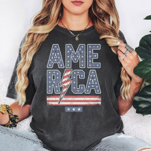 Camiseta Bandeira Americana Retro Relâmpago