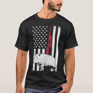 Camiseta Bandeira Americana Rifle Hog Boar Pig Gun Caça EUA
