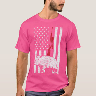 Camiseta Bandeira Americana Rifle Hog Boar Pig Gun Caça Usa