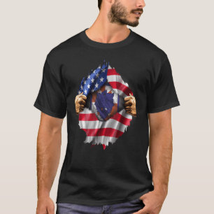 Camiseta Bandeira Americana Ripped Hidden 35th Signal Briga