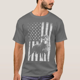 Camiseta Bandeira Americana Rottweiler Amante de Cachorro E