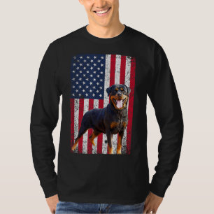 Camiseta Bandeira Americana Rottweiler Cachorro Voando Engr