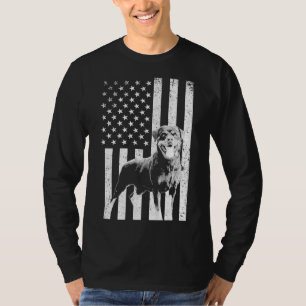 Camiseta Bandeira Americana Rottweiler Cão Ao Longo De 4 De