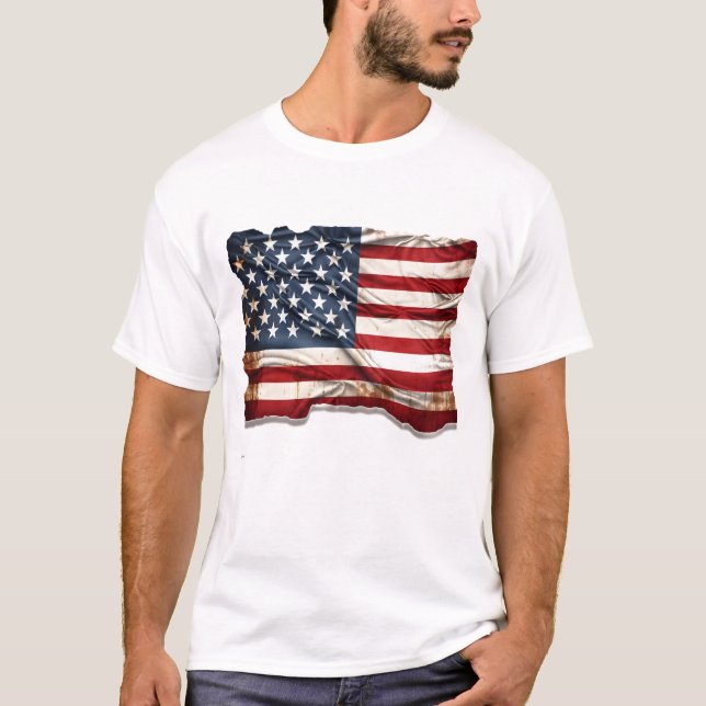 Camiseta Bandeira americana russa e meteorológica (Frente)
