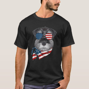 Camiseta Bandeira Americana Schnauzer Patriótico 4 De Julho