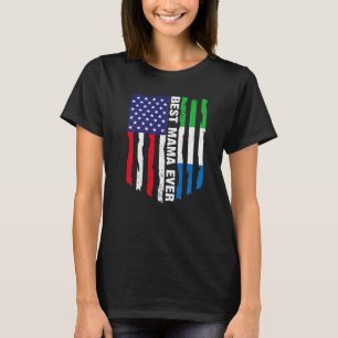 Camiseta Bandeira Americana Serra Leoa Melhor Mama Febre