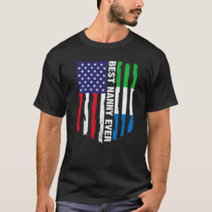 Camiseta Bandeira Americana Serra Leoa Melhor Nanny Ever Fa