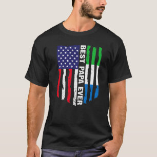 Camiseta Bandeira Americana Serra Leoa Melhor Papá Febre