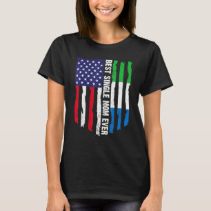 Camiseta Bandeira Americana Serra Leoa Melhor Solteiro Mãe