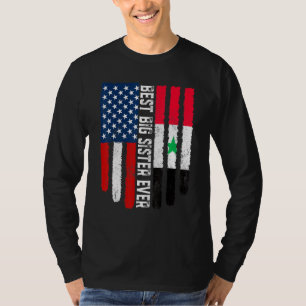 Camiseta Bandeira Americana Síria Melhor Irmã Já Fami