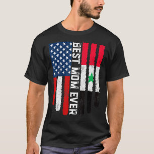Camiseta Bandeira Americana Síria: Melhor Mãe Da Família
