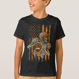 Camiseta Bandeira Americana: Skeleton Halloween Para Homens