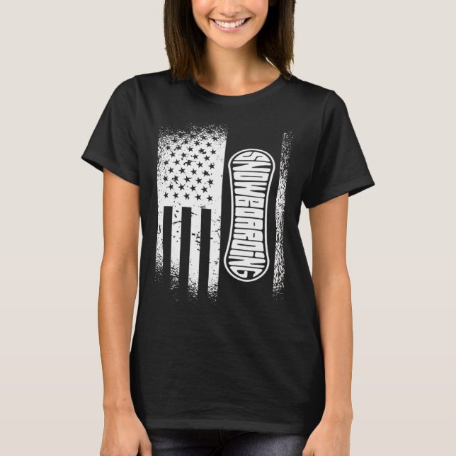 Camiseta Bandeira Americana Snowboard (Frente)