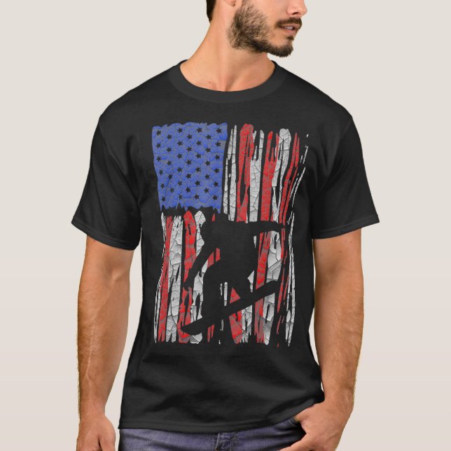 Camiseta Bandeira Americana Snowboard Snowboard Rider  (Frente)