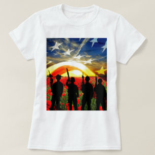 Camiseta Bandeira Americana Soldado Americana Em Honra