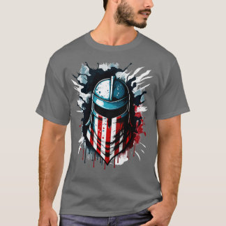 Camiseta Bandeira Americana Spartan Helmet Veterans T Quart