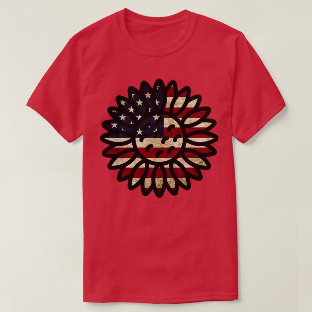 Camiseta Bandeira Americana Sunflower (Frente do Design)