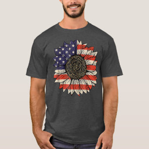 Camiseta Bandeira Americana Sunflower Lover Patriótica 4º d