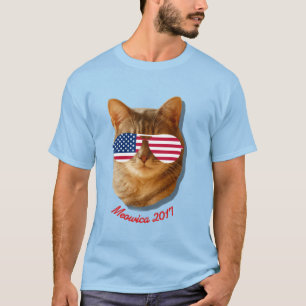 Camiseta Bandeira americana T do gato de Meowica