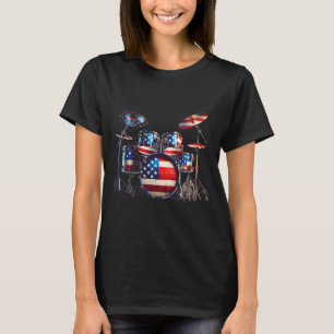 Camiseta Bandeira Americana Tambor Bateria 4 De Julho Patri