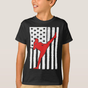 Camiseta Bandeira Americana Tema Muay Thai Design Gráfico K