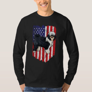 Camiseta Bandeira Americana Terrier Tibetano 4 De Julho EUA