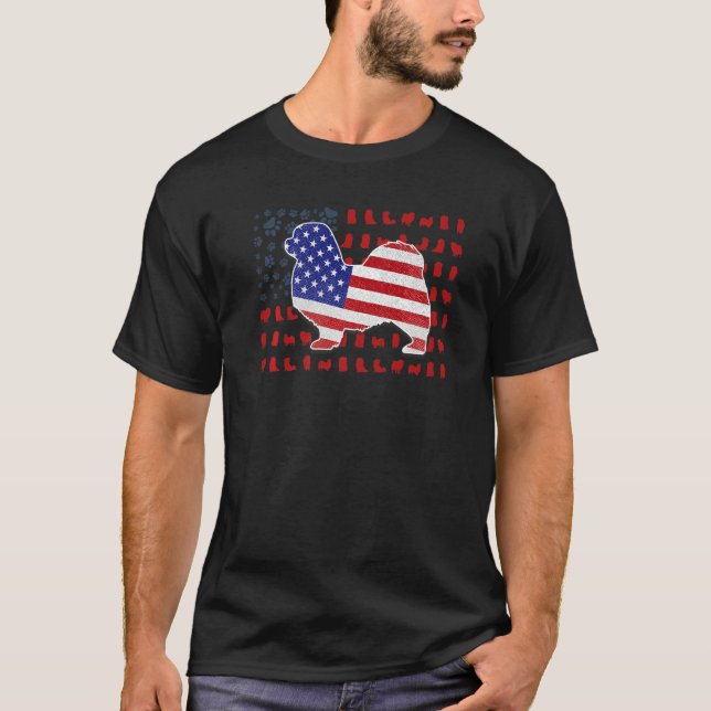 Camiseta Bandeira Americana Tibetana 4 De Julho Para Homens (Frente)