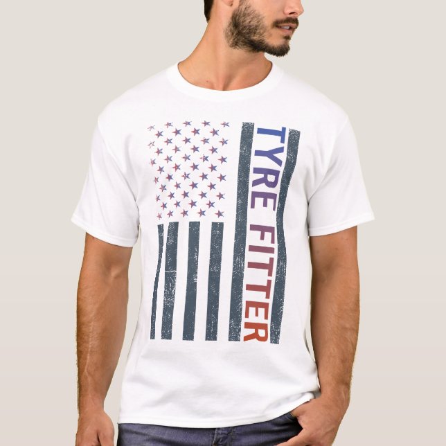 Camiseta Bandeira Americana - Tire Fitter (Frente)