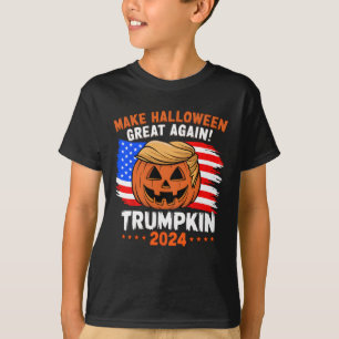 Camiseta Bandeira Americana Trumpkin 2024 Halloween Make Ha