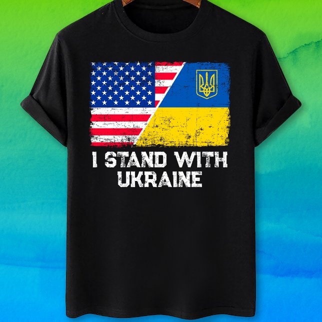 Camiseta Bandeira americana Ucrânia Ucrânia Eu apoio (Criador carregado)