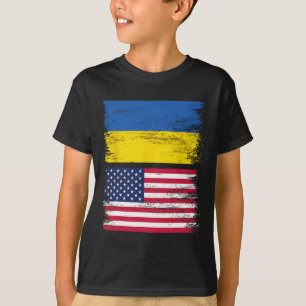 Camiseta Bandeira Americana Ucraniana Ucrânia EUA América R