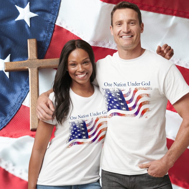 Camiseta Bandeira Americana, Uma Nação Sob Deus (American Flag, One Nation Under God T-Shirt - Men's and Women's Sizes)