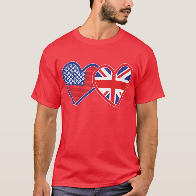 Camiseta Bandeira Americana/União Jack Flag Hearts (Frente)