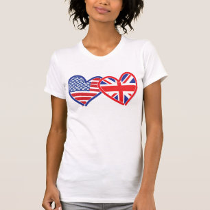 Camiseta Bandeira Americana/Union Jack Flag Hearts