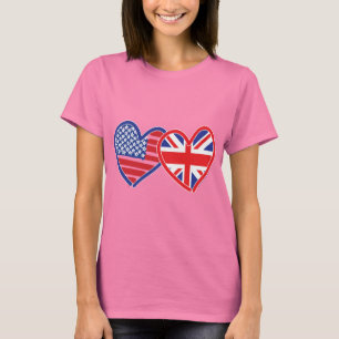 Camiseta Bandeira Americana/Union Jack Flag Hearts