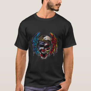 Camiseta Bandeira Americana USA Eagle Skull Patriotic Mens