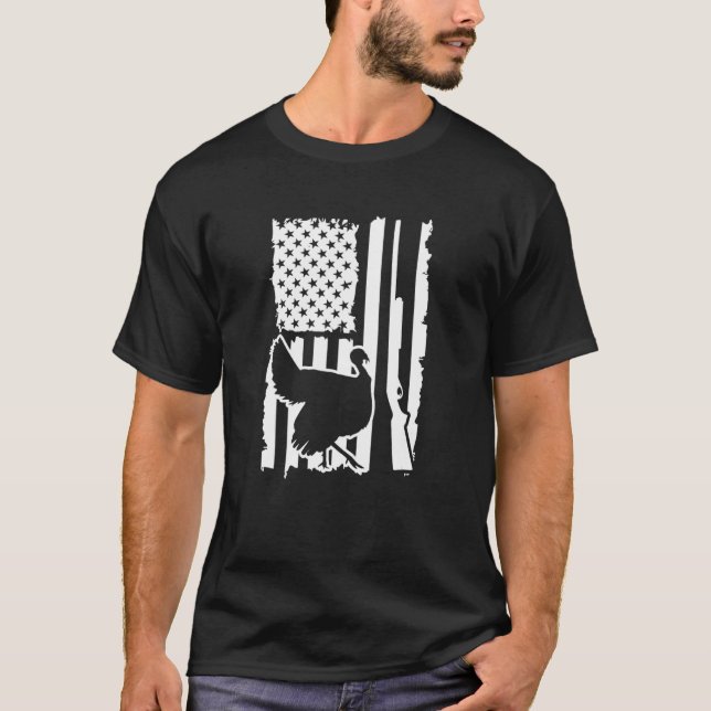 Camiseta Bandeira Americana Usa Patriótica Turquia Caçadora (Frente)